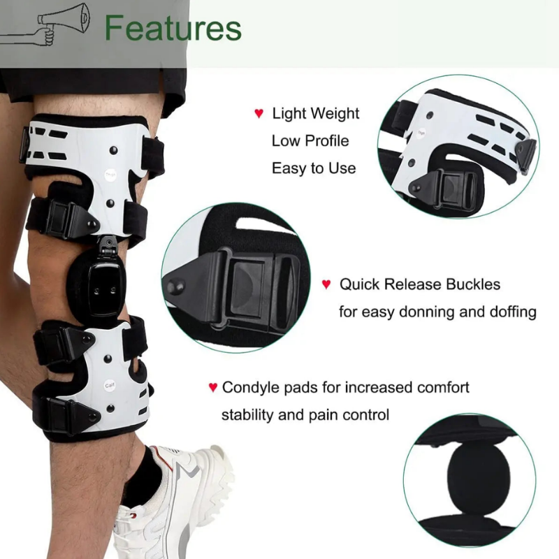 Adjustable ROM Hinged Knee Brace Support for Joint Pain, Cartilage Defect Protection