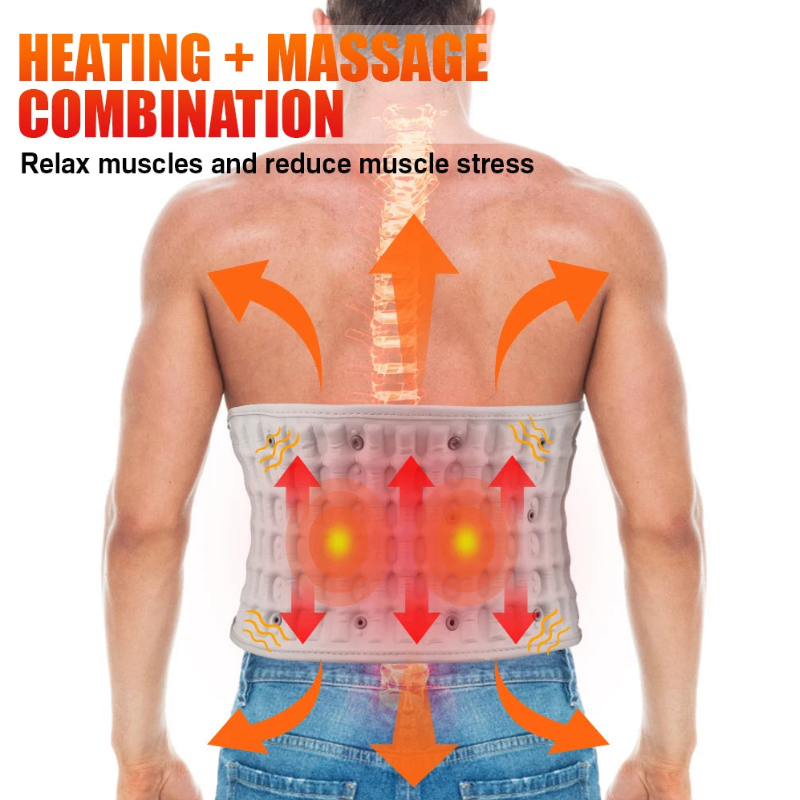 Rechargeable Infrared Heated Back Support Brace Decompression Back Brace Lumbar Support Belt with Heat & Vibration Relieve Back Pain