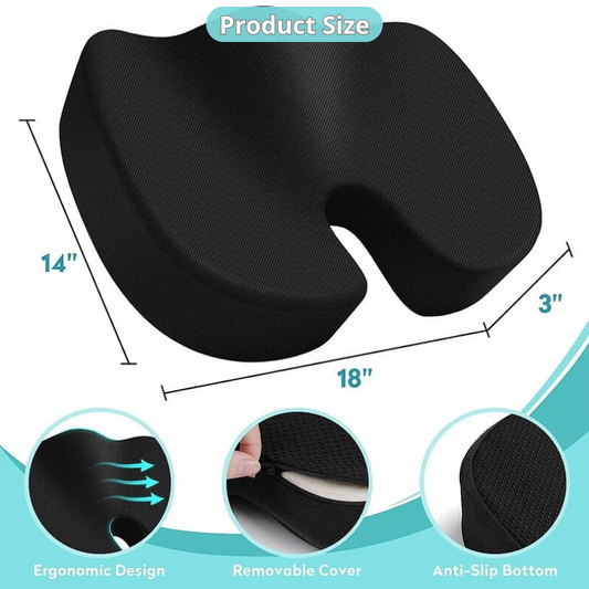 Premium Gel Memory Foam Seat Cushion with Non-Slip Base for Office & Car
