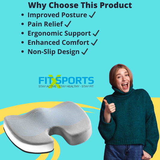 Premium Gel Memory Foam Seat Cushion with Non-Slip Base for Office & Car