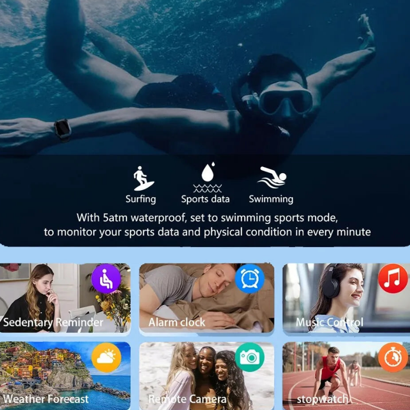 Smart Watch With HR/BP Military Grade Fitness Tracker Waterproof for iOS Android