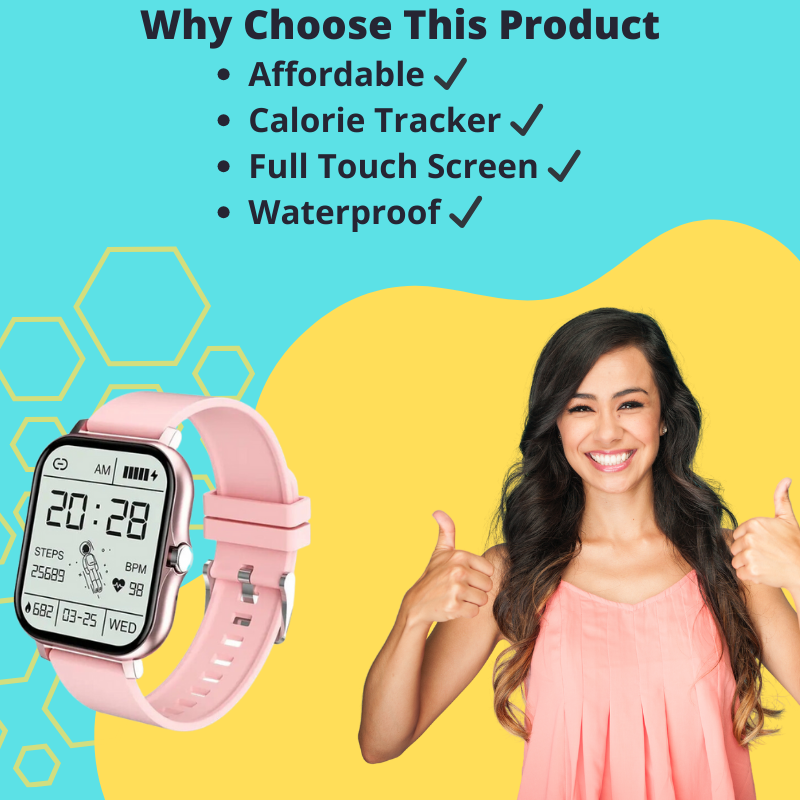 Smart Watch For Men & Women HR & BP Monitor, Daily Fitness Tracker, Full Touch Screen 8 Sports Modes