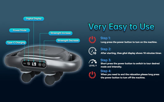 6 Head Massage Gun with 9 Modes & Adjustable Intensities