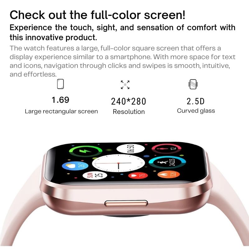 Smart Watches for Women Men 1.69" HD Screen Health Monitor 25 Sports Waterproof For iOS/Android