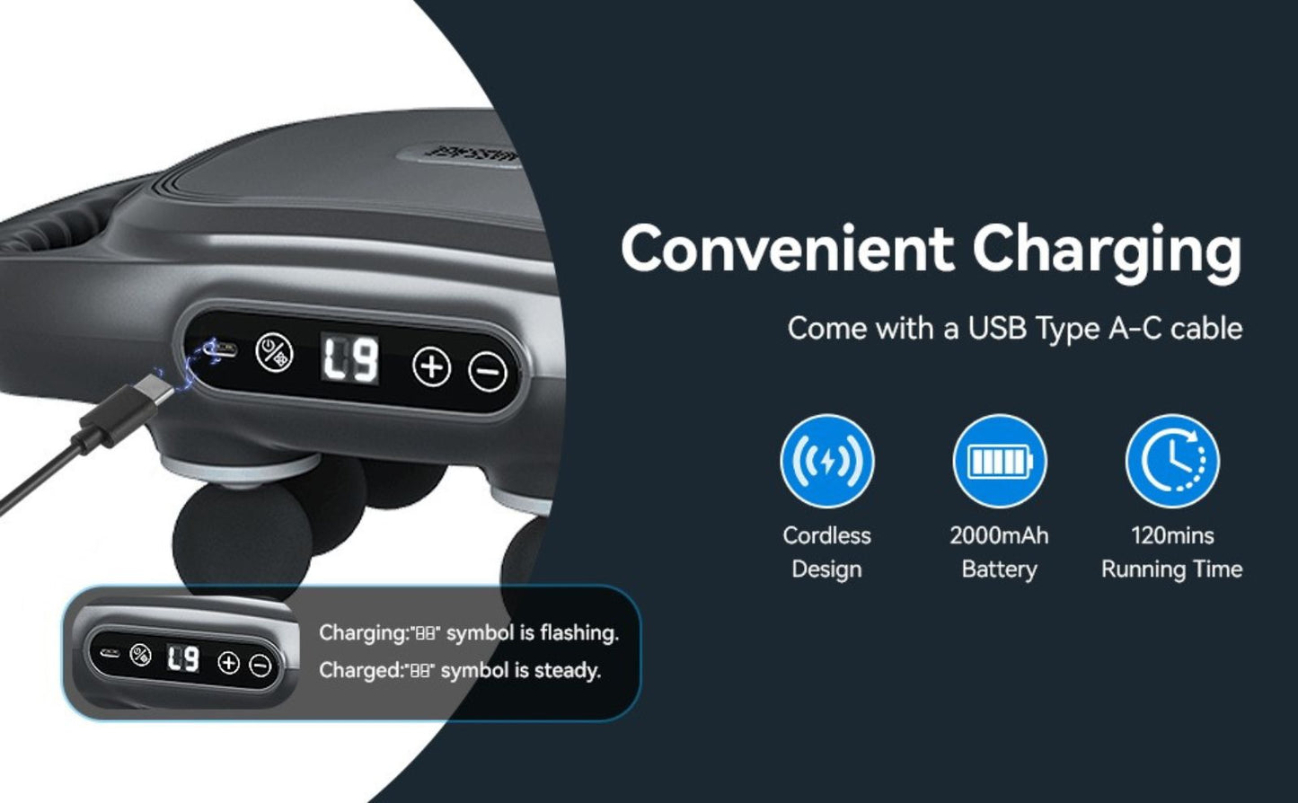 6 Head Massage Gun with 9 Modes & Adjustable Intensities