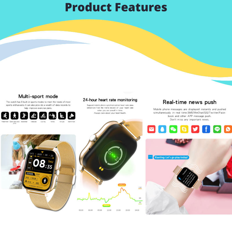 Smart Watch For Men & Women HR & BP Monitor, Daily Fitness Tracker, Full Touch Screen 8 Sports Modes