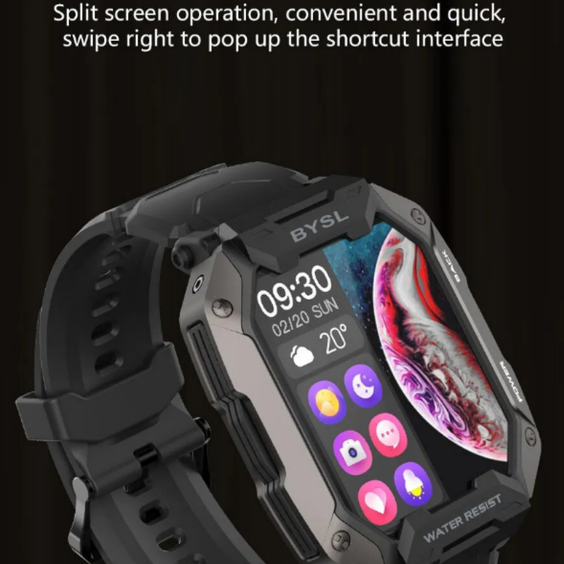 5ATM Smart Watch With HR Fitness Tracker Military Grade Waterproof for iOS Android