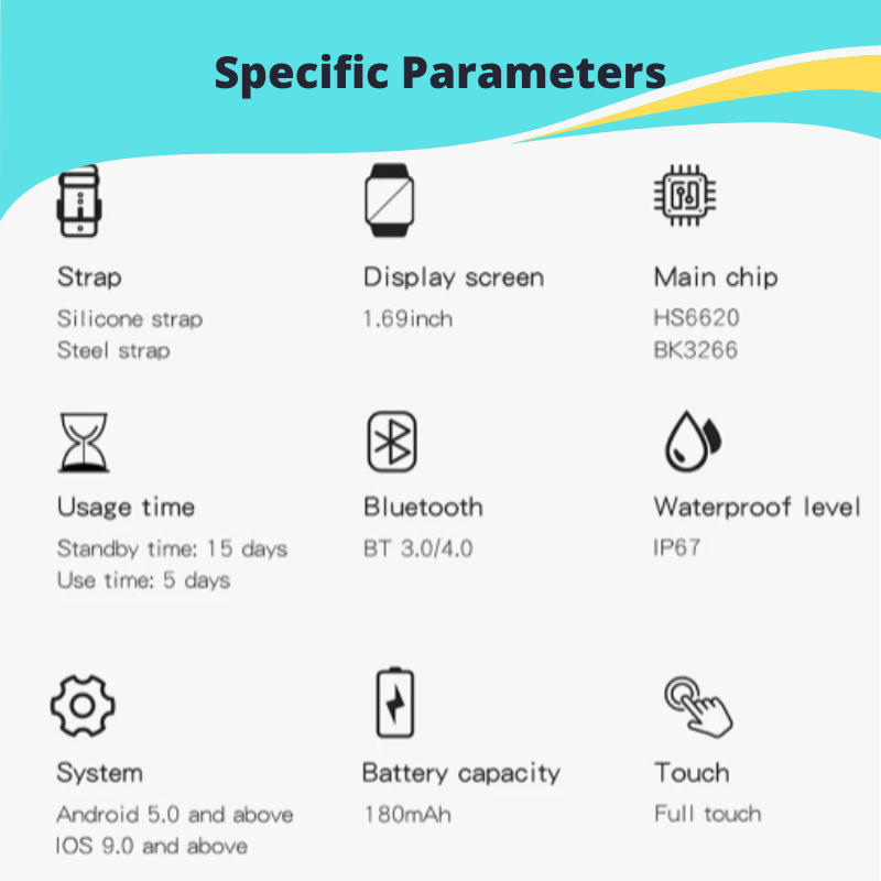 Smart Watch For Men & Women HR & BP Monitor, Daily Fitness Tracker, Full Touch Screen 8 Sports Modes