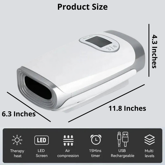 Rechargeable Hand Massager With Heat & Air Compression For Relaxation and Comfort