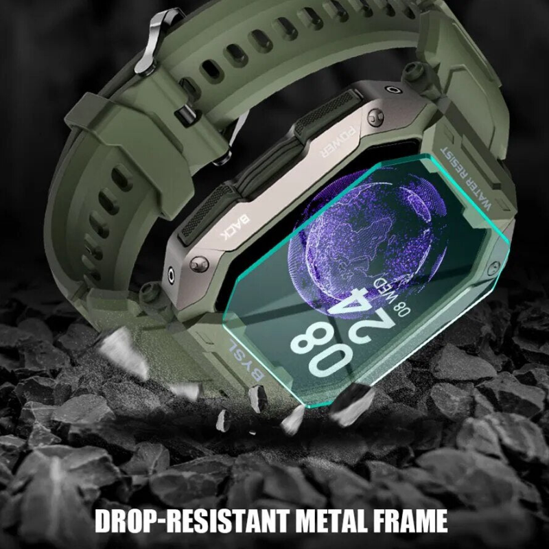5ATM Smart Watch With HR Fitness Tracker Military Grade Waterproof for iOS Android