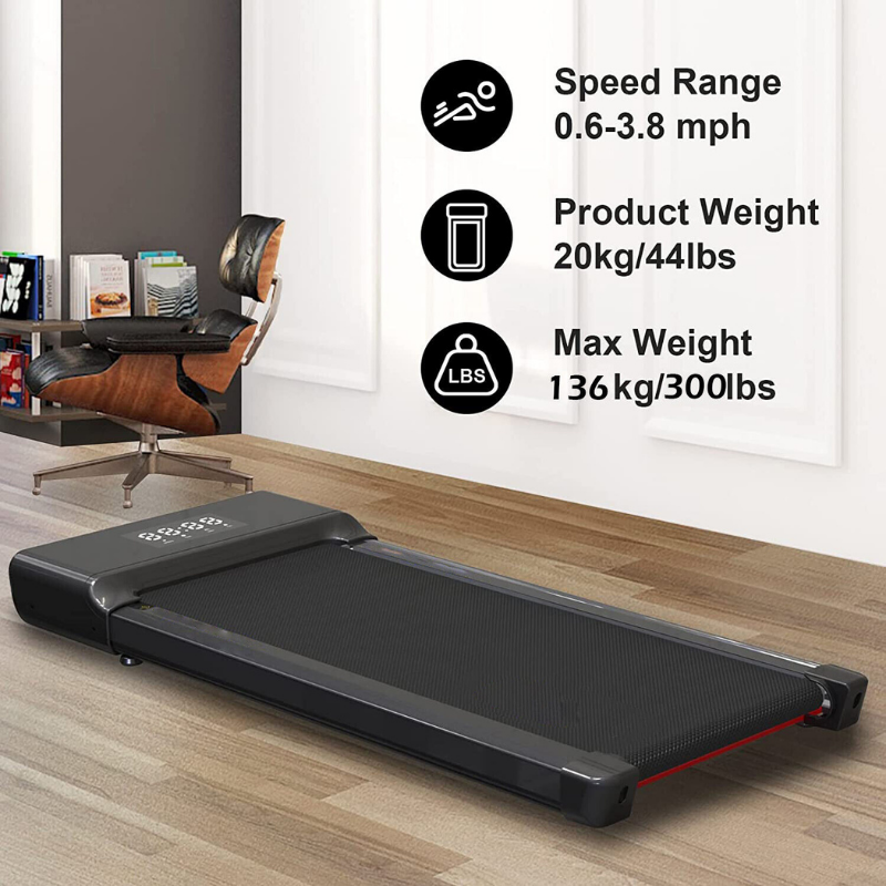 Portable Walking Pad Treadmill with 2.5HP Motor, 3.8 MPH, Remote Control and LED Display Easy to Store