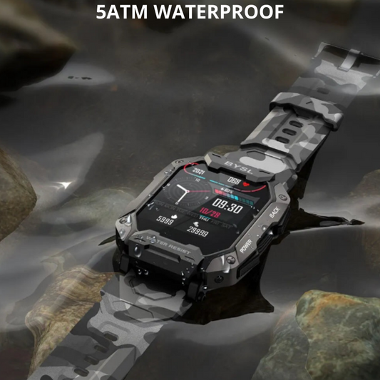 5ATM Smart Watch With HR Fitness Tracker Military Grade Waterproof for iOS Android