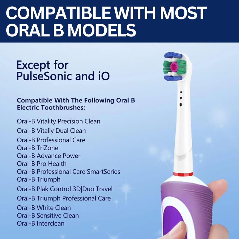 Electric Toothbrush Replacement Brush Heads Compatible With Oral B 3D Whitening Toothbrush Heads