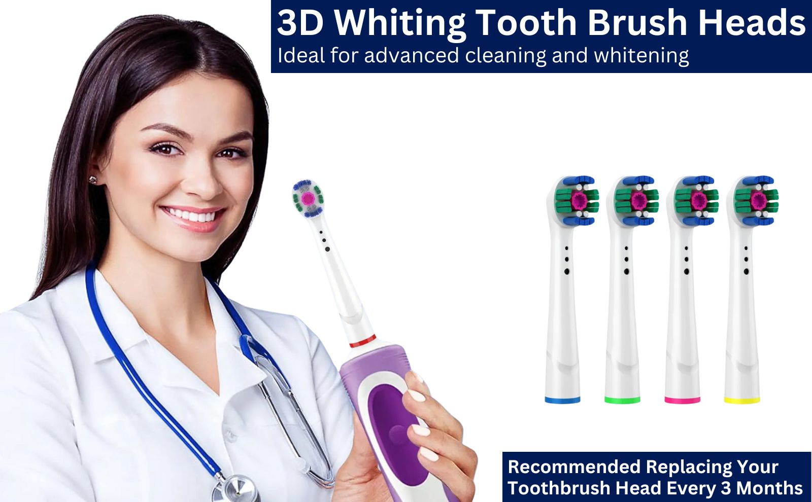 Electric Toothbrush Replacement Brush Heads Compatible With Oral B 3D Whitening Toothbrush Heads