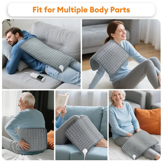Electric Heating Pad for Back, Neck & Shoulder – 9 Heat Settings, 4 Timer Modes, Washable