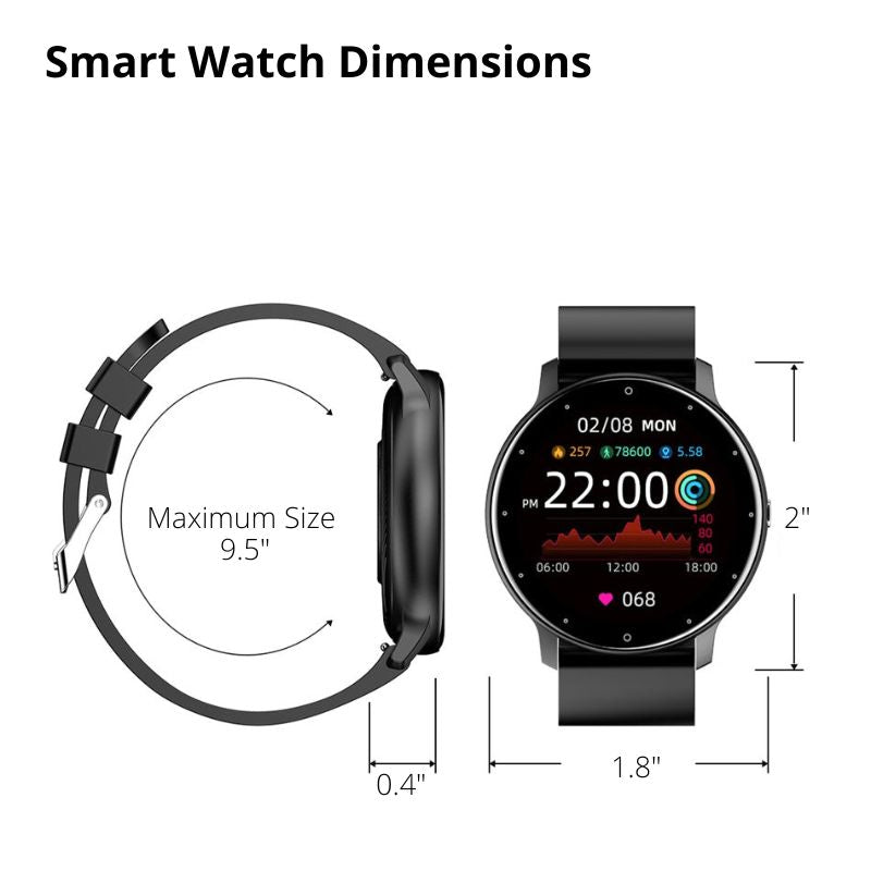 Smart Watch Fitness Tracker Waterproof Touch Screen iOS Android Unisex