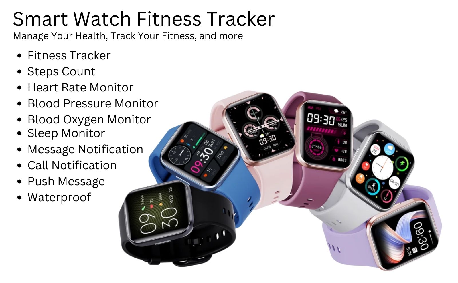 Smart Watches for Women Men 1.69" HD Screen Health Monitor 25 Sports Waterproof For iOS/Android