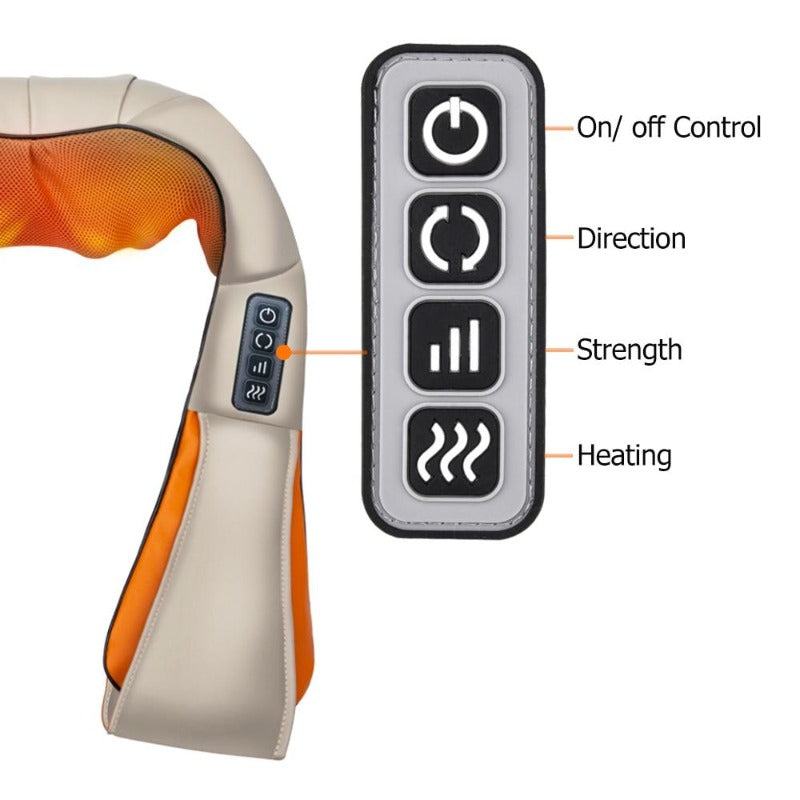 Shiatsu Back and Neck Massager With Heat Deep Kneading Shoulder Pain Massage for Neck Back Shoulder Feet Legs Use at Home Car And Office-Massage Equipment-Fit Sports