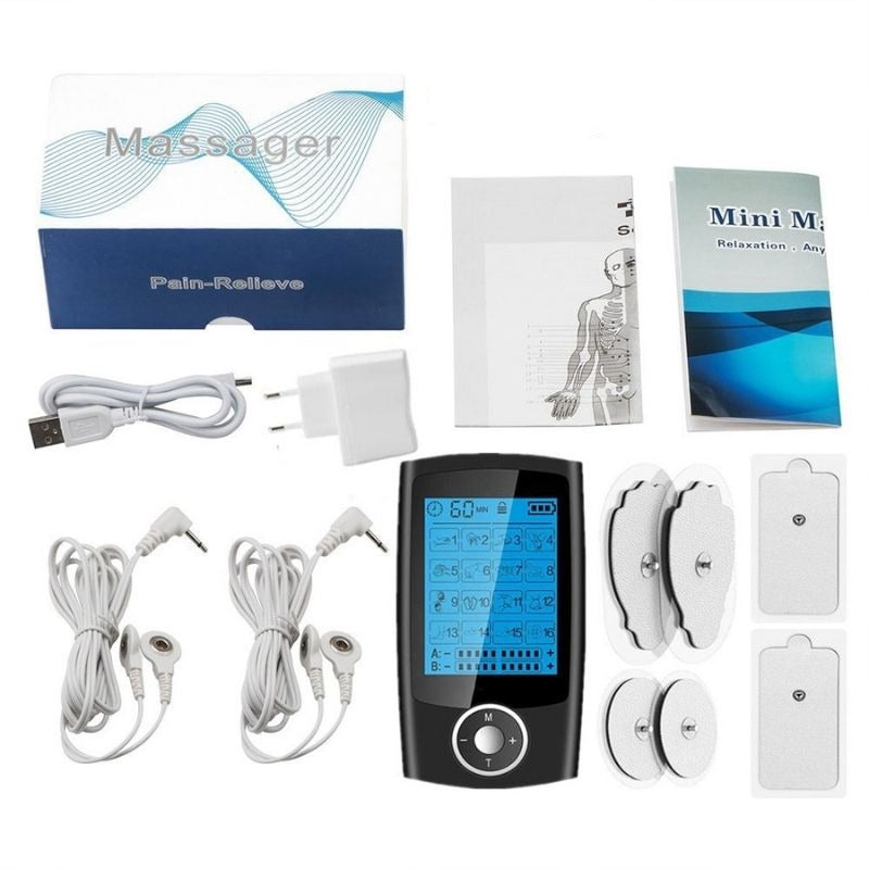 Ten Machine Muscle Stimulator Rechargeable 12 Electrode Pads Electric Pulse Massager for Pain Relief Therapy