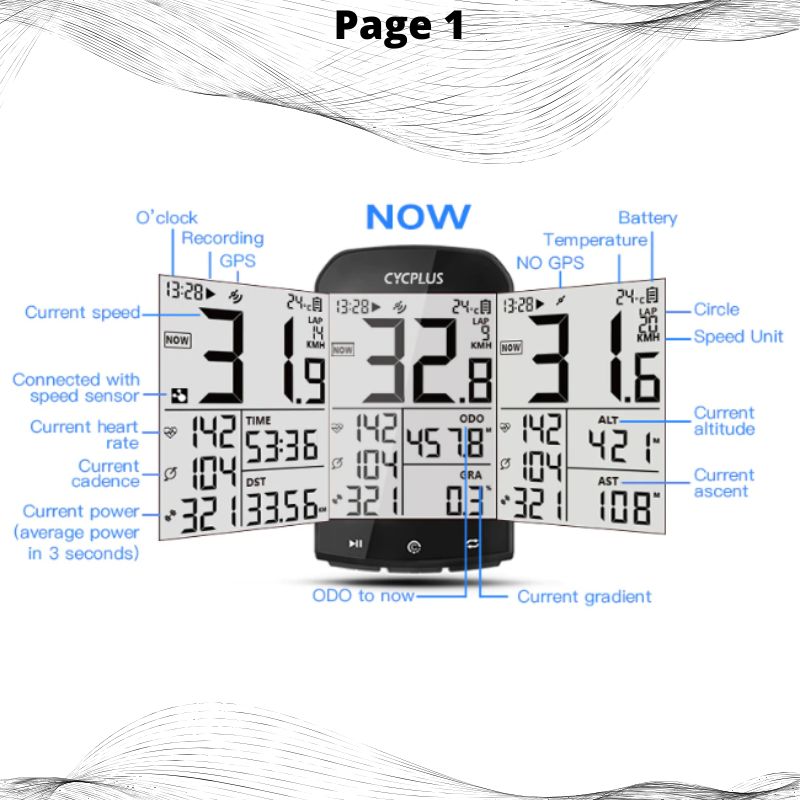 Bike Computer With Heart Rate Sensor 2.9 inch LCD Screen GPS Wireless Odometer Speedometer