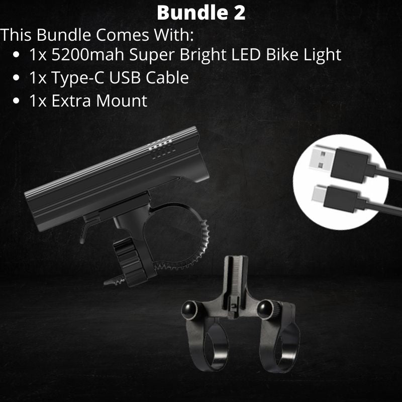 5200mah Waterproof Bicycle Light With 6 LEDs USB Chargeable 2000LM 7500K With 5 Light Modes