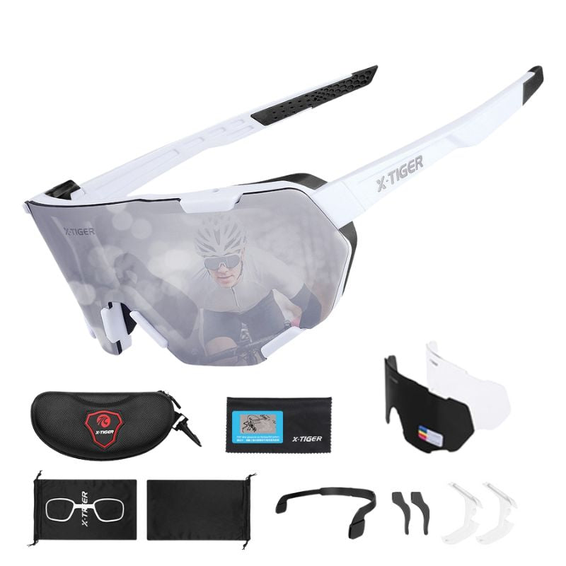 Photochromic Polarized Cycling Sunglasses with Inner Frame for Prescription Lenses