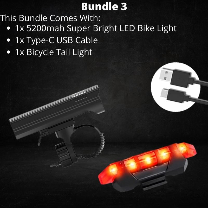 5200mah Waterproof Bicycle Light With 6 LEDs USB Chargeable 2000LM 7500K With 5 Light Modes