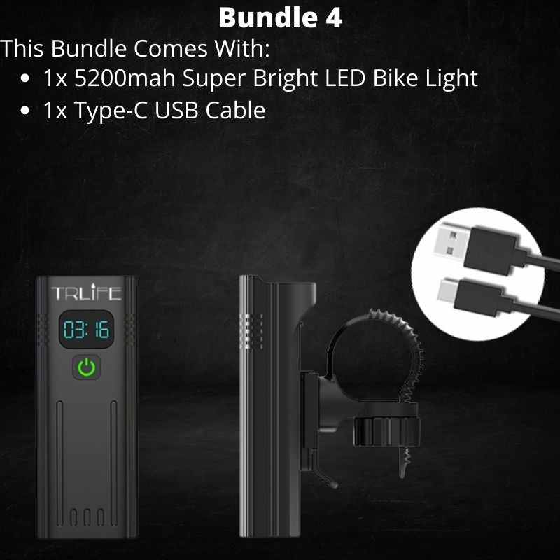 5200mah Waterproof Bicycle Light With 6 LEDs USB Chargeable 2000LM 7500K With 5 Light Modes