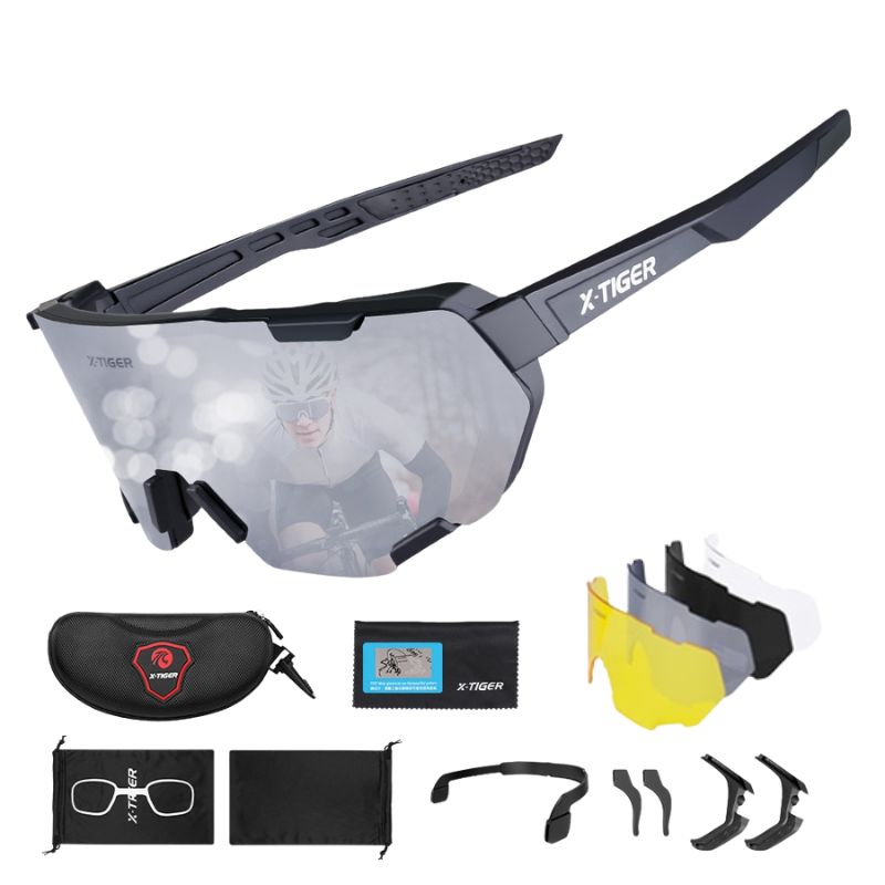 Photochromic Polarized Cycling Sunglasses with Inner Frame for Prescription Lenses