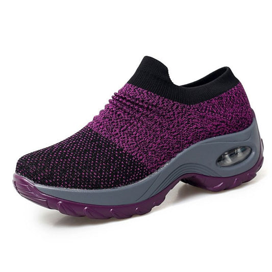 Women's Running Shoes Sock Sneakers Mesh Slip On Air Cushion Design Lightweight Breathable Casual Shoes