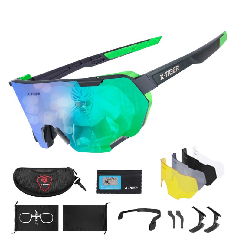Photochromic Polarized Cycling Sunglasses with Inner Frame for Prescription Lenses