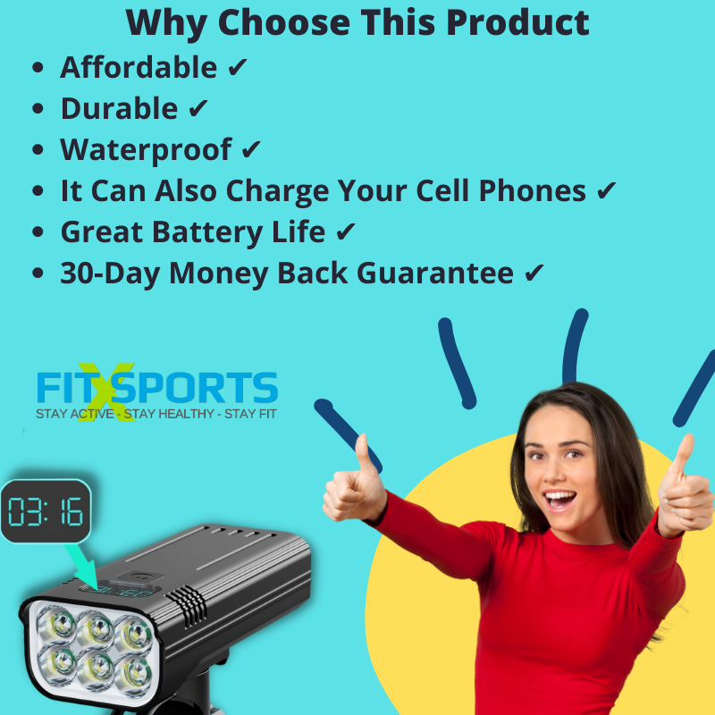 5200mah Waterproof Bicycle Light With 6 LEDs USB Chargeable 2000LM 7500K With 5 Light Modes