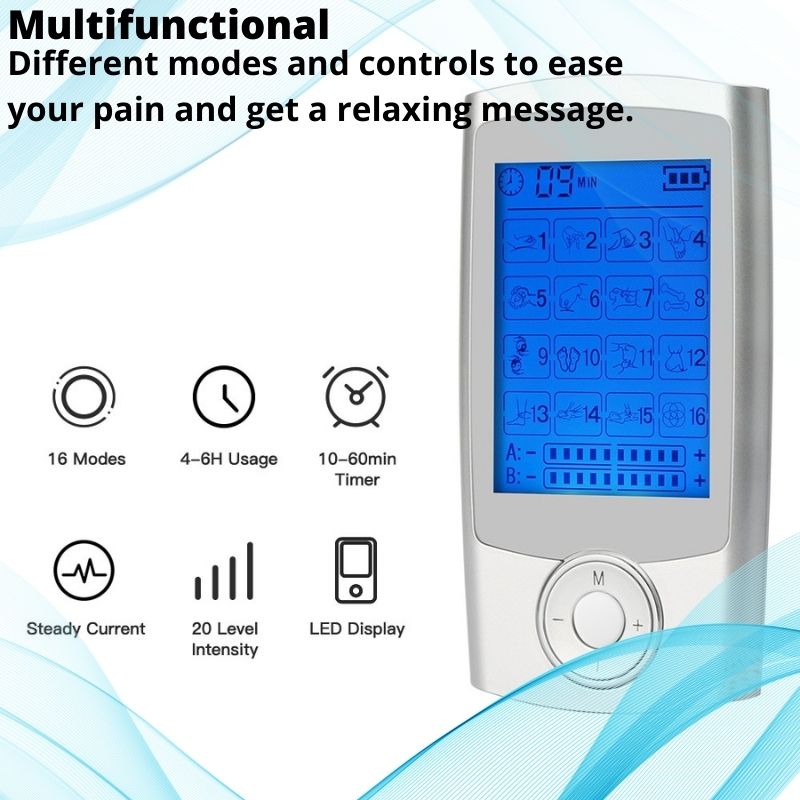 Ten Machine Muscle Stimulator Rechargeable 12 Electrode Pads Electric Pulse Massager for Pain Relief Therapy