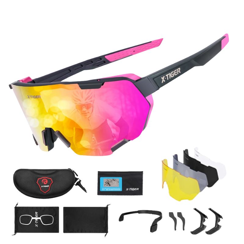 Photochromic Polarized Cycling Sunglasses with Inner Frame for Prescription Lenses