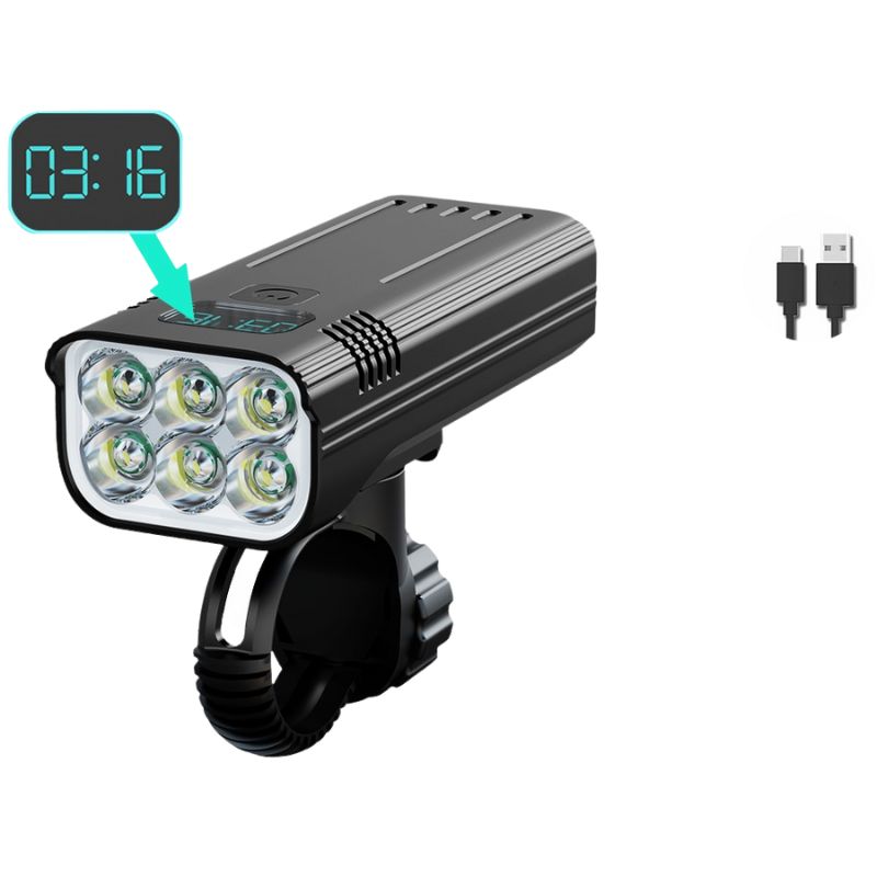 5200mah Waterproof Bicycle Light With 6 LEDs USB Chargeable 2000LM 7500K With 5 Light Modes