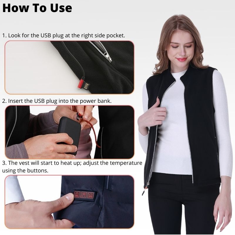 Heated Vest 5 Heating Zones 3 Heating Levels Lightweight Heated Jacket Unisex