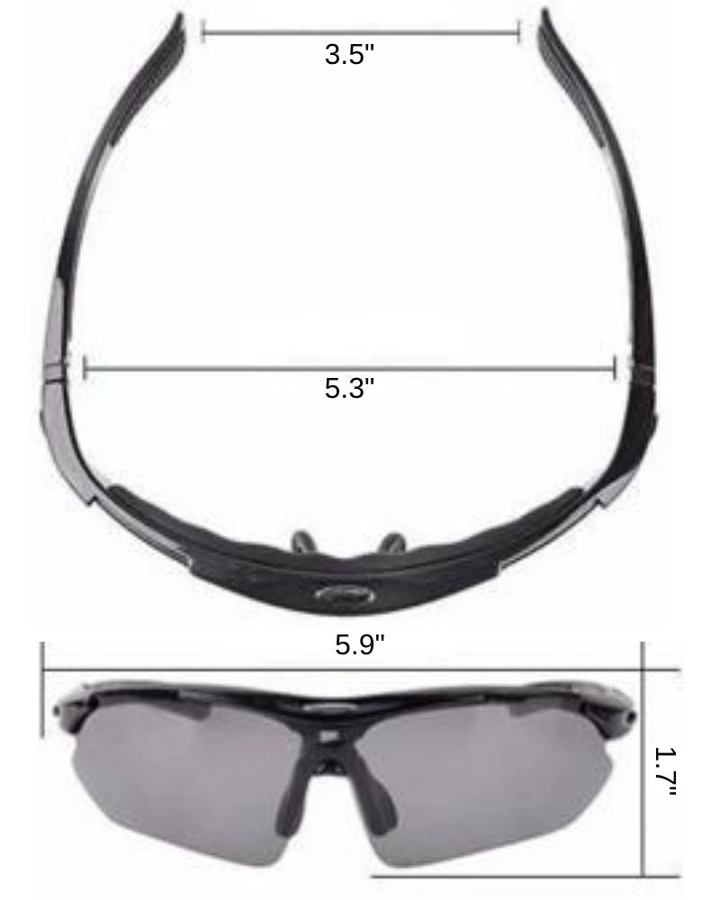 Polarized Sports Prescription Frame Sunglasses with 5 Interchangeable Lenses With UV400 Protection-Bike Accessories-Fit Sports