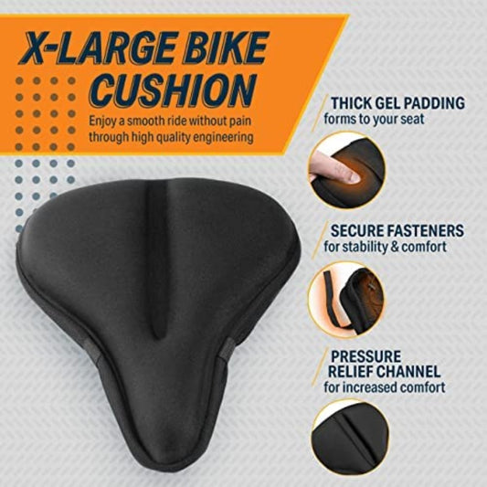 Wide Gel Bike Seat Cover Fits Spin Stationary Bikes