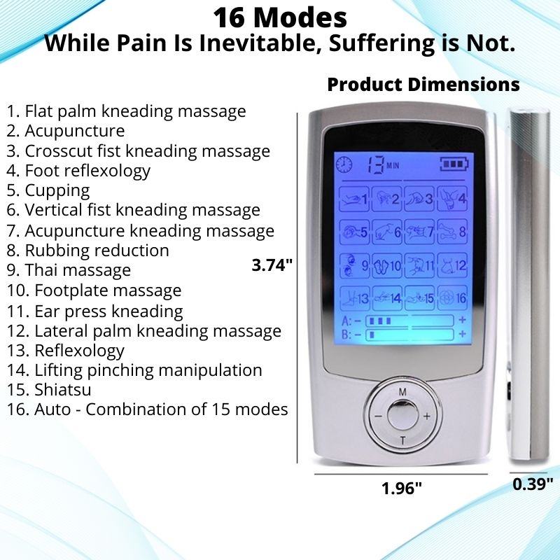 Ten Machine Muscle Stimulator Rechargeable 12 Electrode Pads Electric Pulse Massager for Pain Relief Therapy