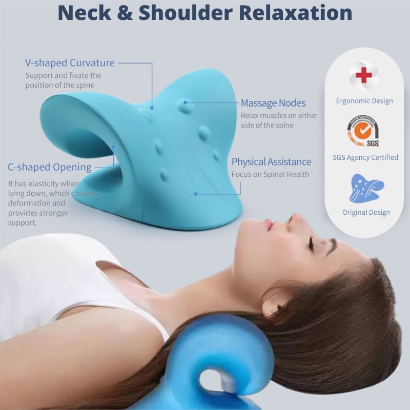 Neck Support Stretcher Cervical Chiropractic Traction Device Pillow for Pain Relief Cervical Spine Alignment