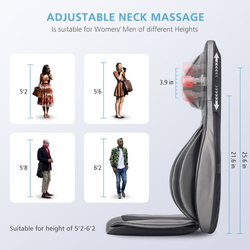 Shiatsu Neck And Back Massager APP Control 2D 3D Kneading Full Back Massager with Heat And Compression Massage Chair Pad for Shoulder Neck Back