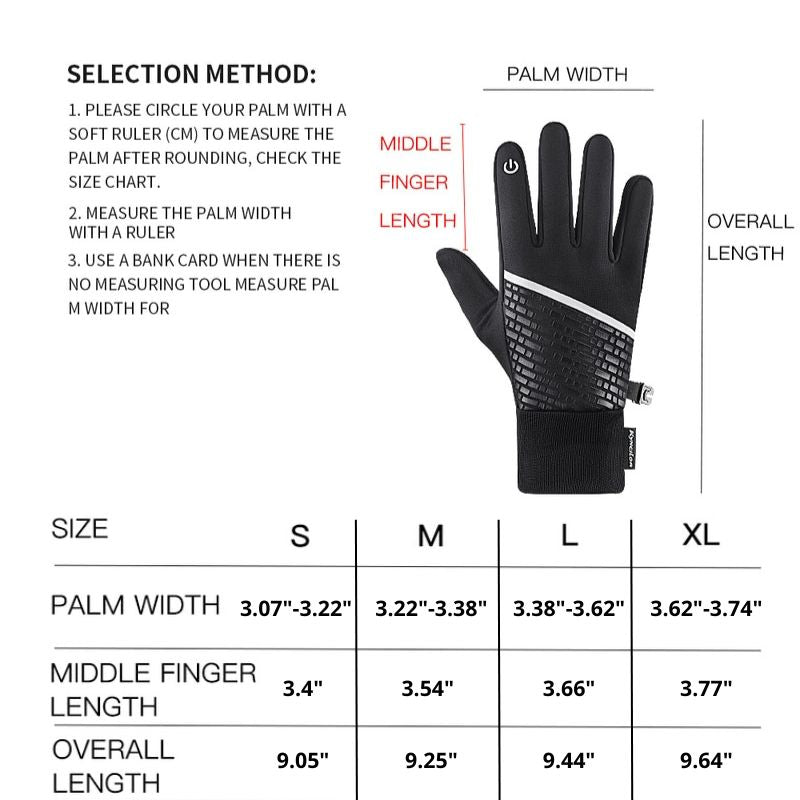Touch Screen Cycling Gloves Thermal Bike Gloves Windproof Water Resistant Non-Slip Driving Hiking Unisex
