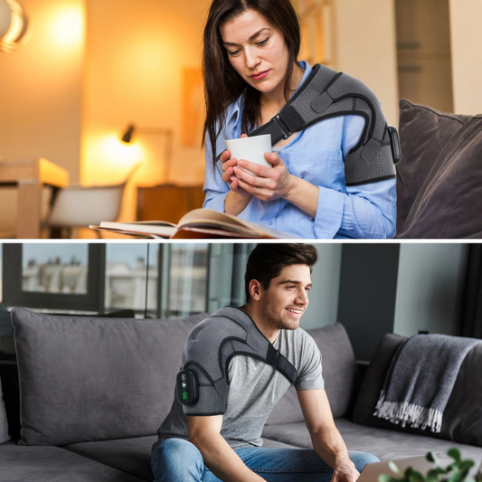 Rechargeable Heated Shoulder Wrap with Vibration – Adjustable Fit