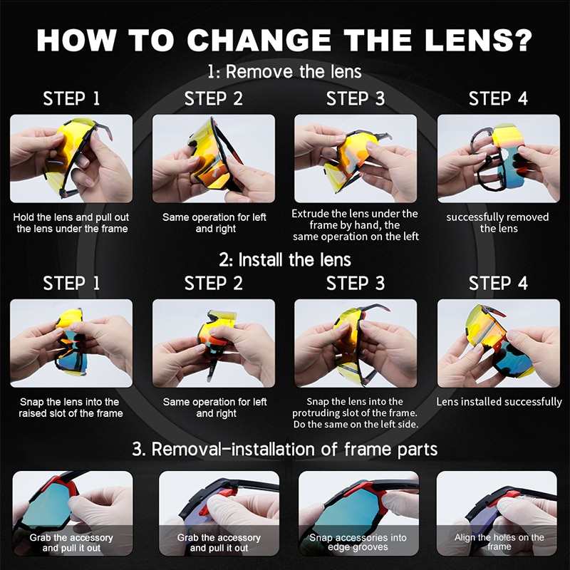 Photochromic Polarized Cycling Sunglasses with Inner Frame for Prescription Lenses