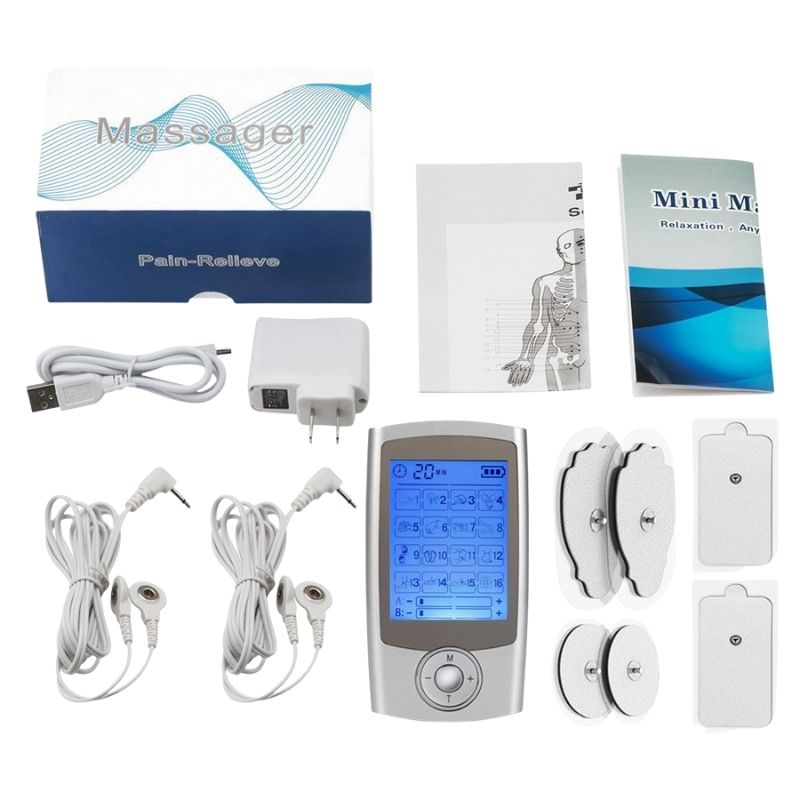 Ten Machine Muscle Stimulator Rechargeable 12 Electrode Pads Electric Pulse Massager for Pain Relief Therapy