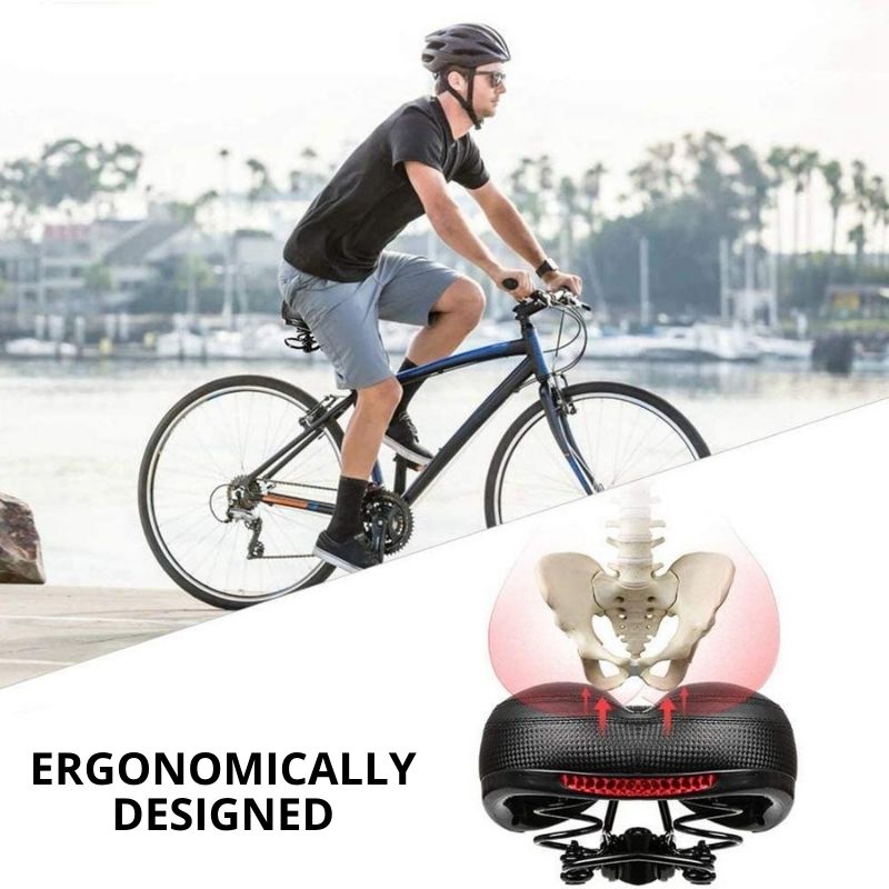 Comfortable Bike Seat Breathable Waterproof Leather Bike Seat Cushion Padded Design High Density Memory Foam Universal Fit Unisex-Bike Accessories-Fit Sports