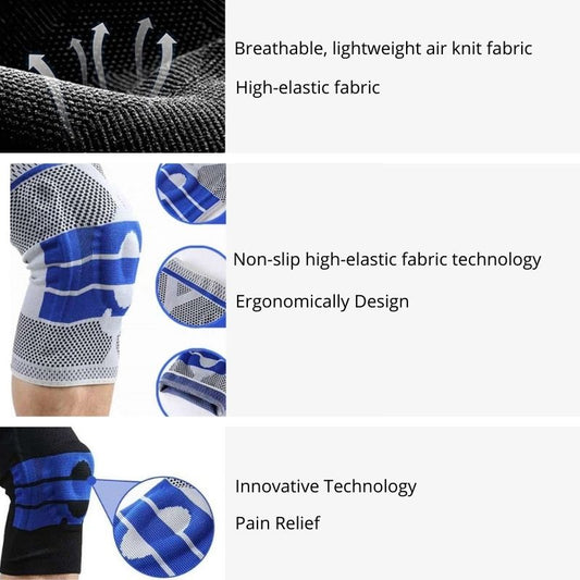 Knee Brace Knee Compression Sleeve With Gel Pads And Side Stabilizers For Running Meniscus Tear ACL Arthritis Joint Pain Relief Unisex-Body Support-Fit Sports