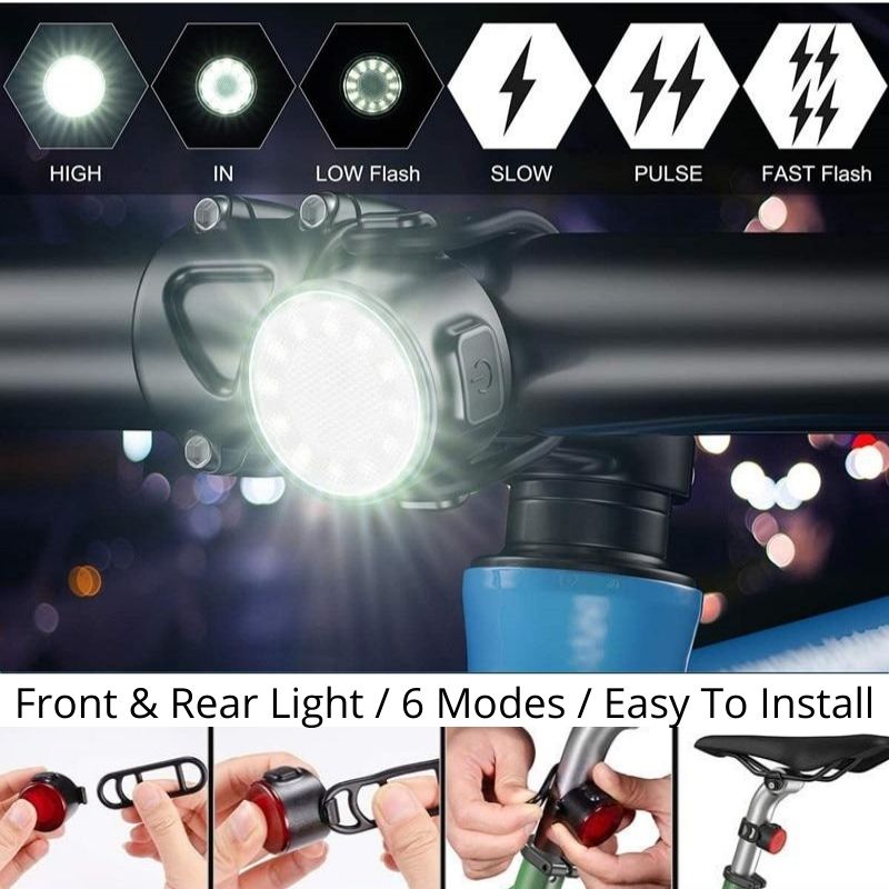 Bike Light Mini LED Bicycle Tail Light And Bike Head Light USB Chargeable Waterproof Safety Warning Cycling Light-Bike Accessories-Fit Sports