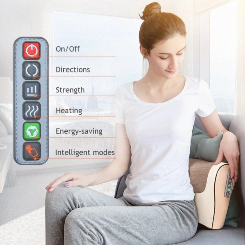 Massage Pillow With Infrared Heating Great Muscle And Stress Relief Shiatsu Massager For Neck Shoulders Back Multi Purpose Use-Massage Equipment-Fit Sports