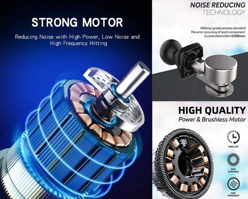 Massage Gun 30 Speeds 6 Heads Super Quiet Brushless Motor Cordless Deep Tissue Percussion Gun Portable Massager-Massage Equipment-Fit Sports